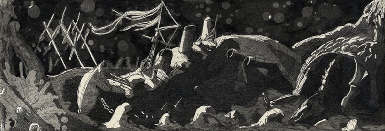 Cimetière sous-marin, gravure de Hyacinthus (Yacine Gouaref)